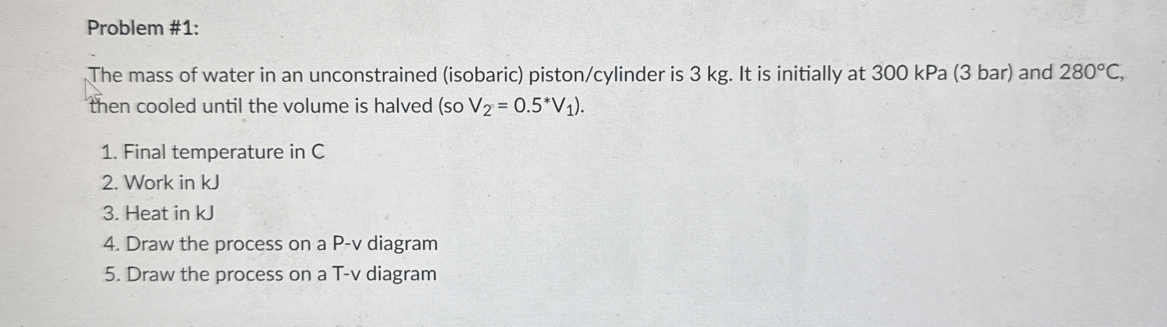 Problem # 1 : The mass of water in an