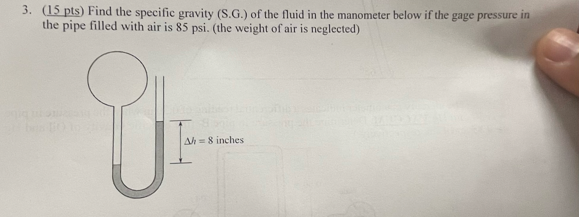 ( 1 5 pts ) Find the specific gravity ( S . G . )