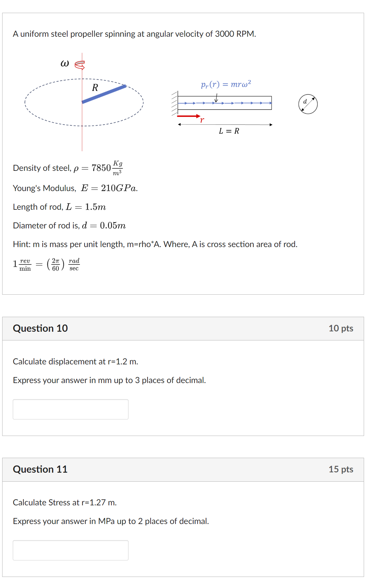 A uniform steel propeller spinning at angular
