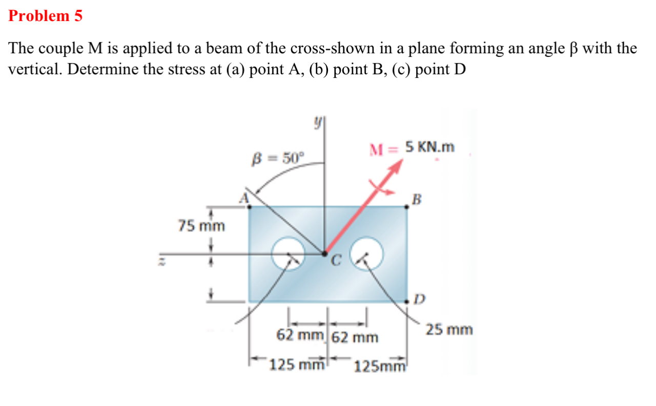 Problem 5 The couple \ ( M \ ) is applied to a