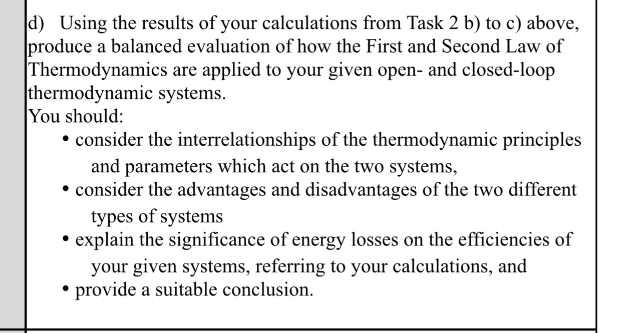 d ) Using the results of your calculations from