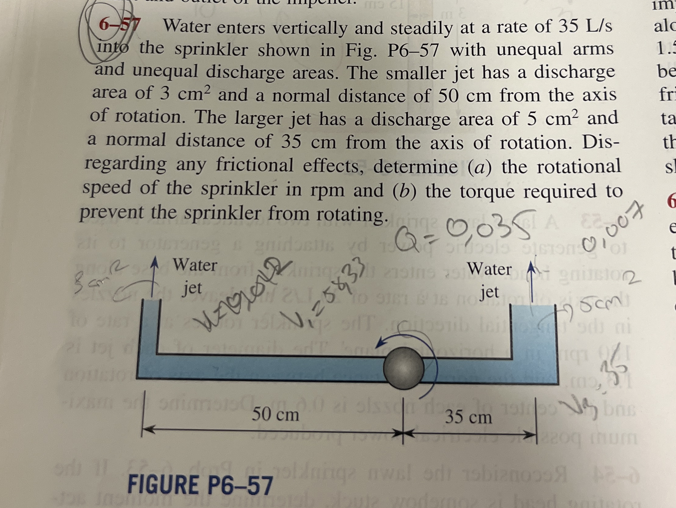 6 - 7 . Water enters vertically and steadily at a