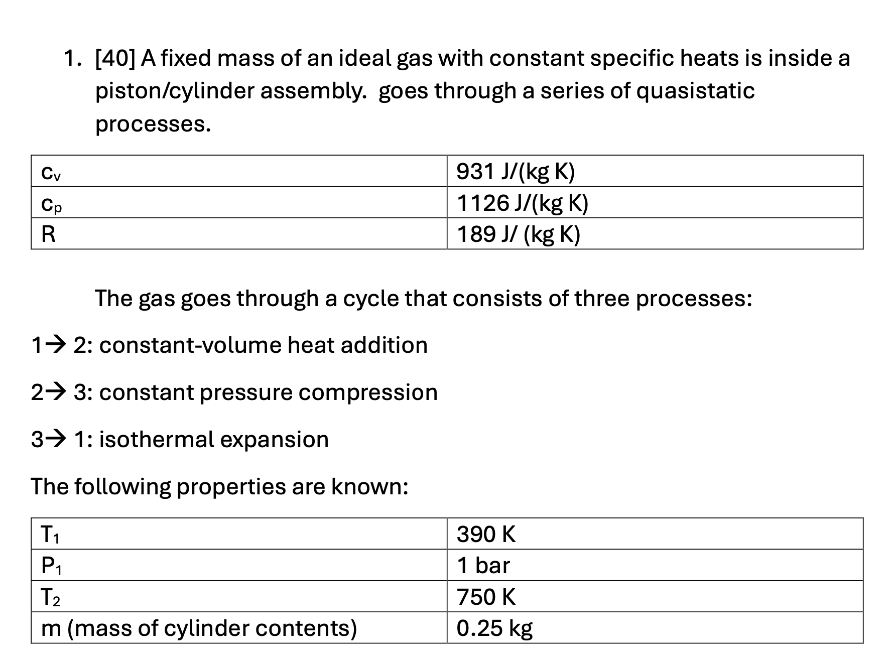 [ [ 4 0 ] A fixed mass of an ideal gas with