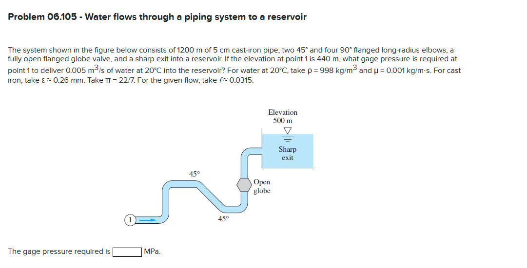 Problem 0 6 . 1 0 5 - Water flows through a
