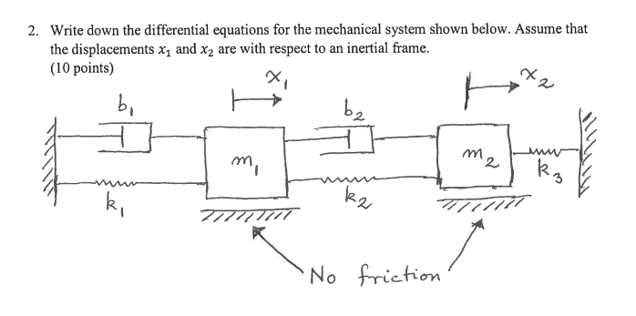 2 . Write down the differential equations for the