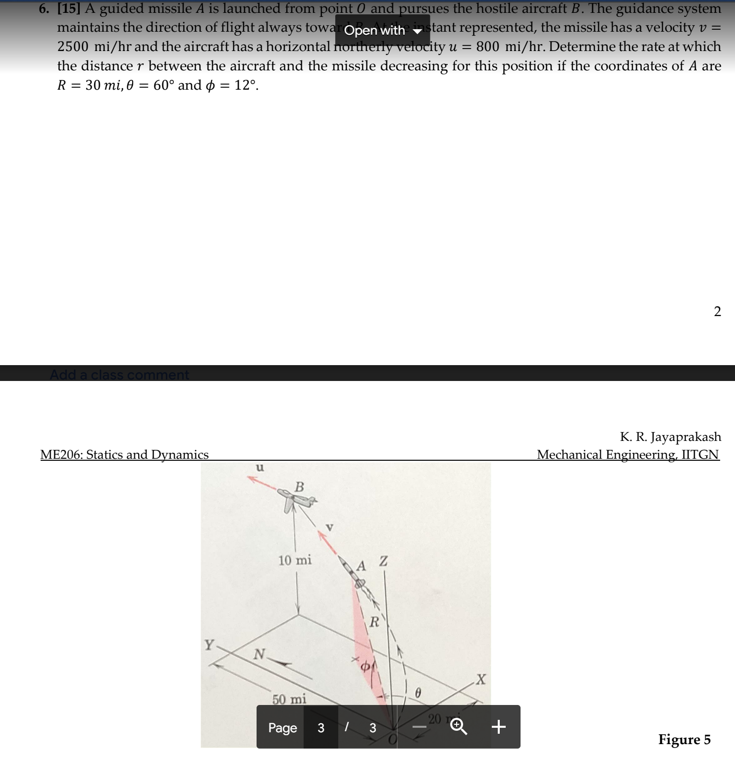 [ 1 5 ] A guided missile A is launched from point