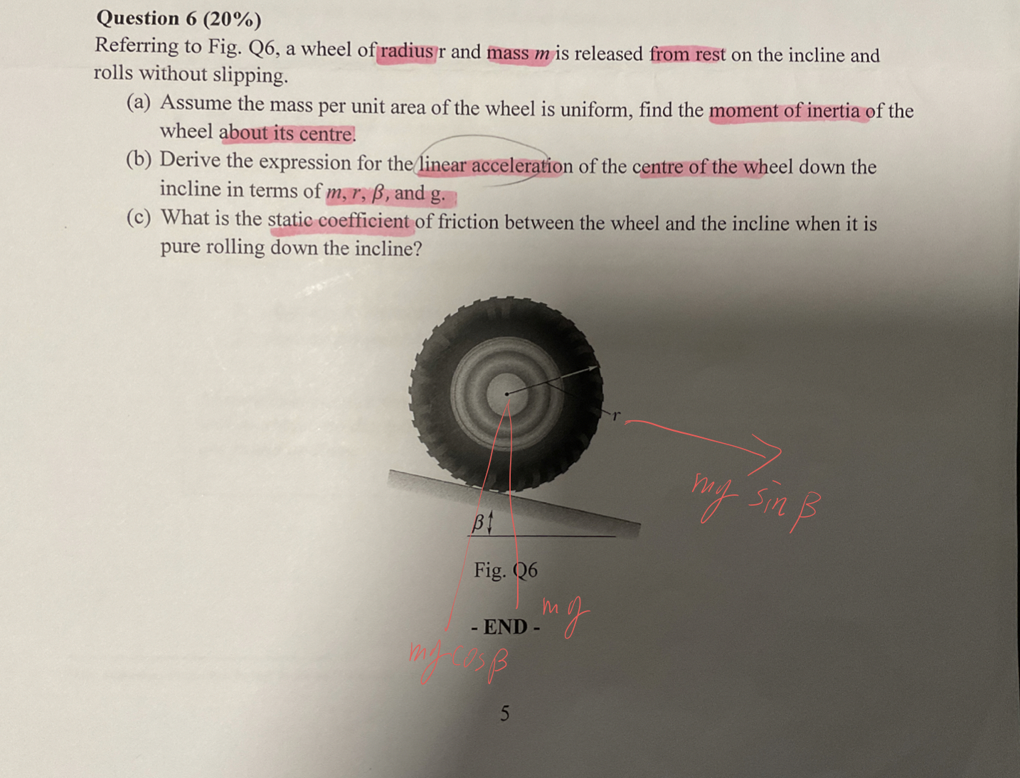 Question 6 ( 2 0 % ) Referring to Fig. Q 6 , a