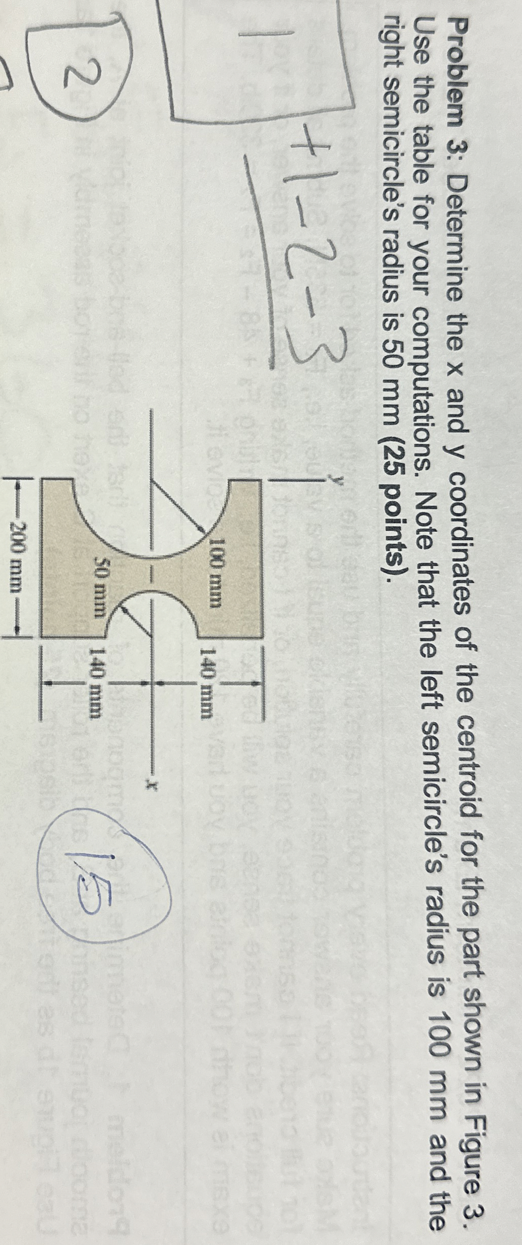 Problem 3 : Determine the x and y coordinates of