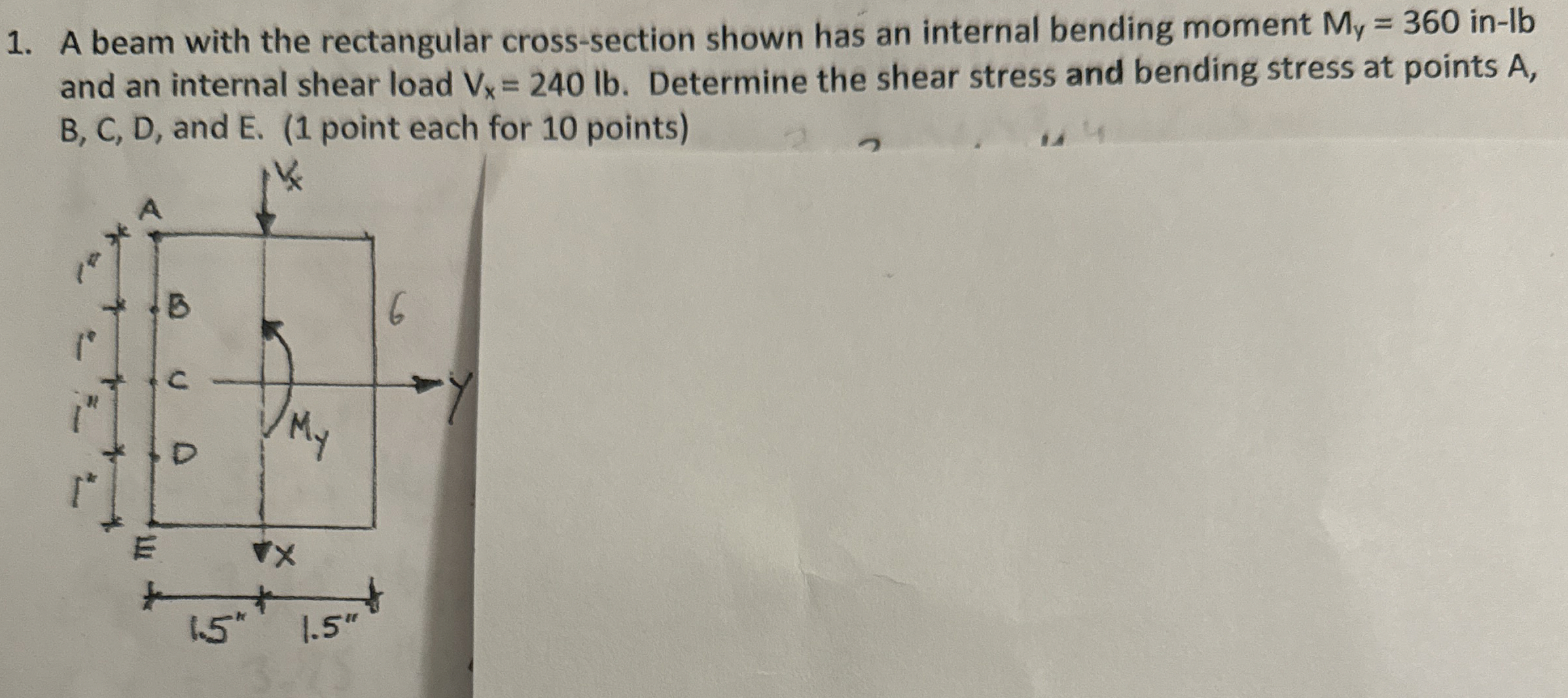 A beam with the rectangular cross - section shown