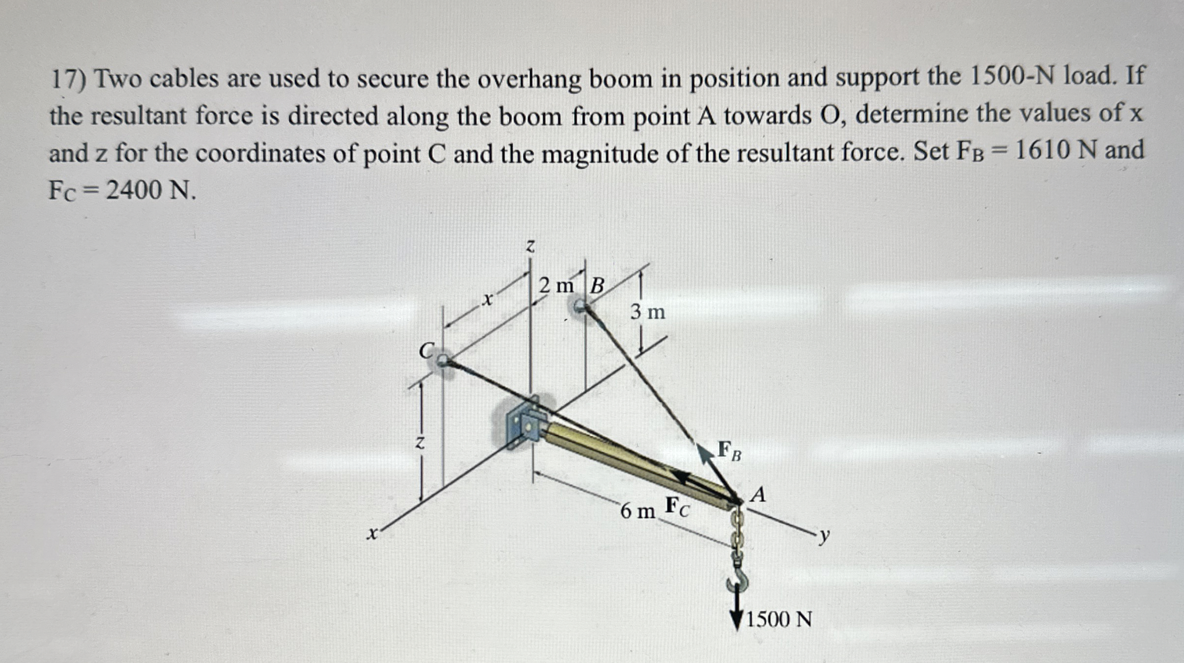 Two cables are used to secure the overhang boom