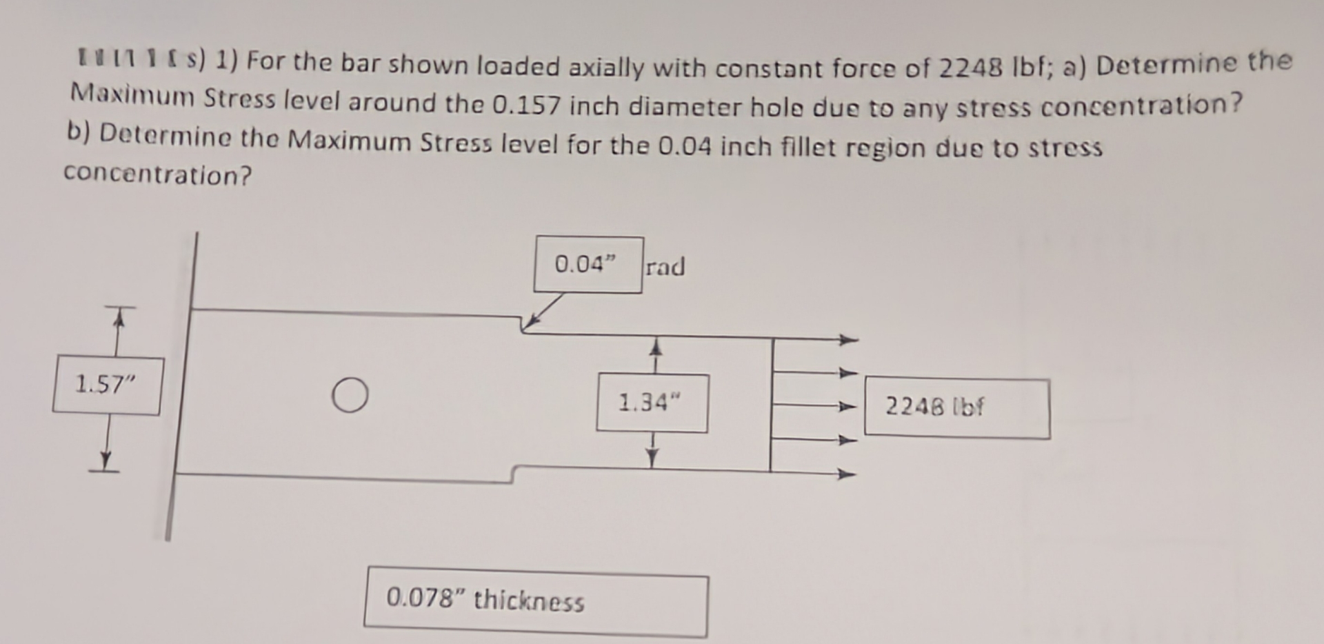 1 ) For the bar shown loaded axially with