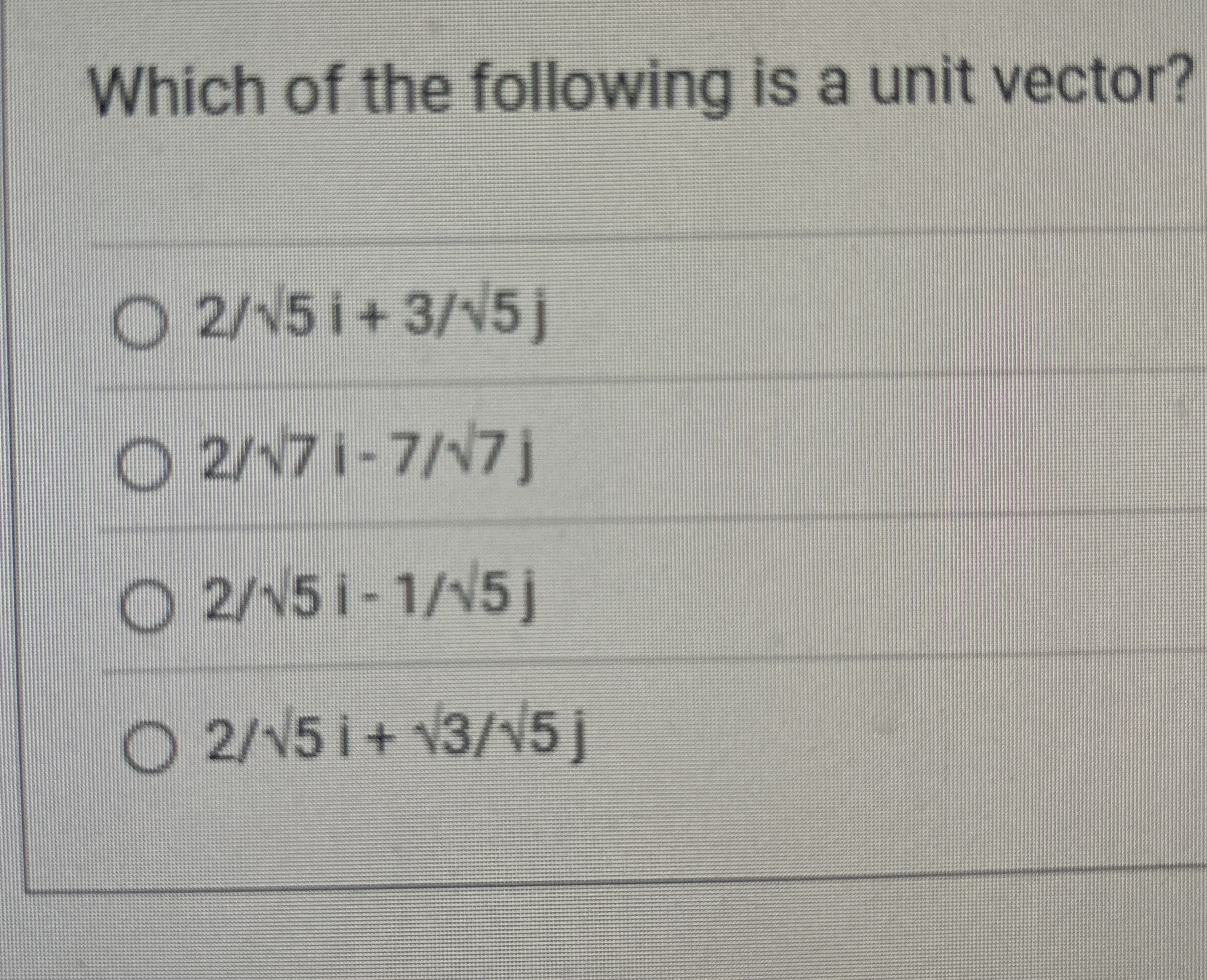 Which of the following is a unit vector? 2 5 2 i