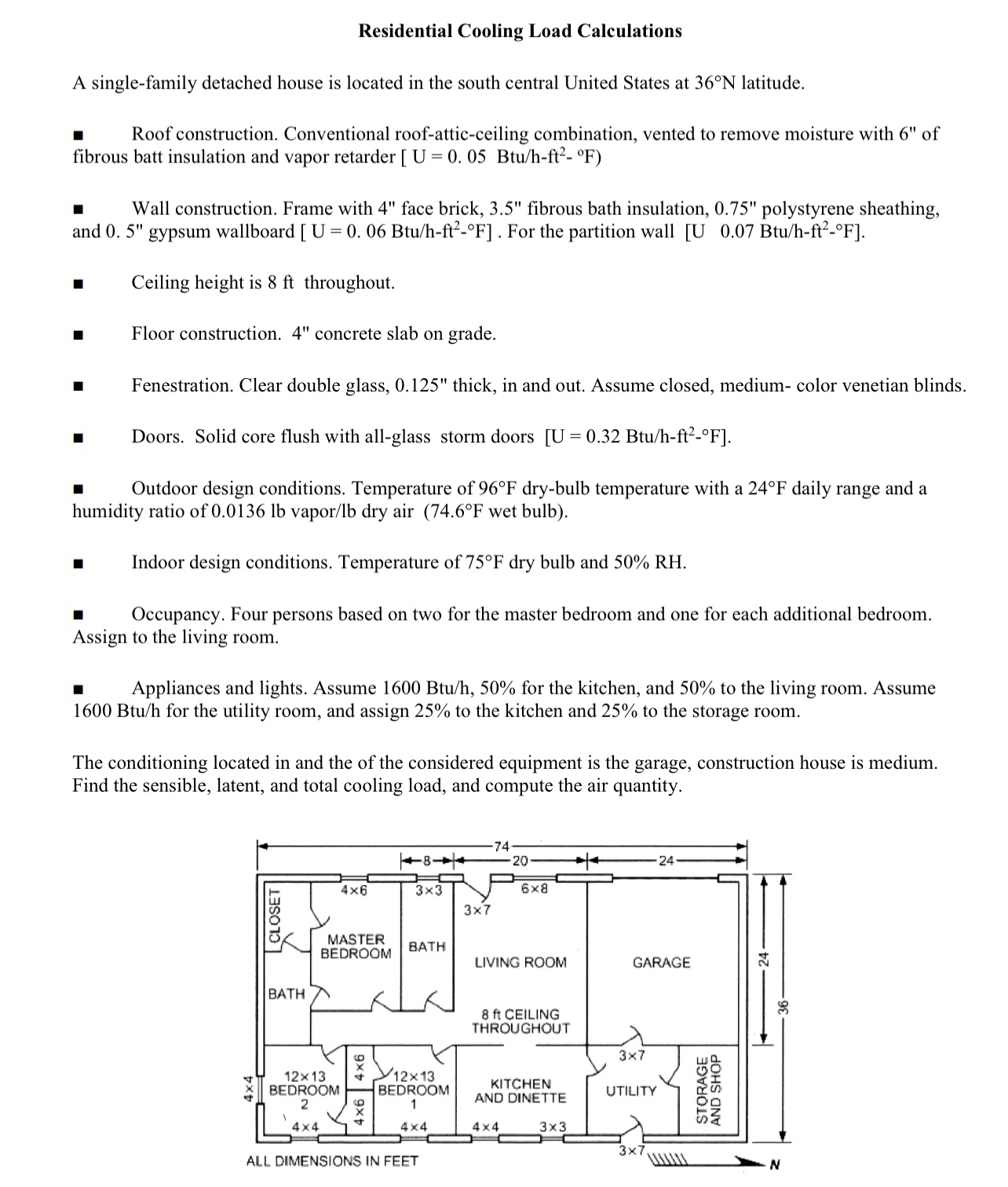 Residential Cooling Load Calculations A single -