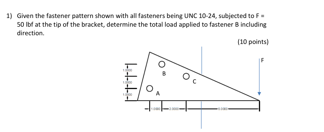1 ) Given the fastener pattern shown with all