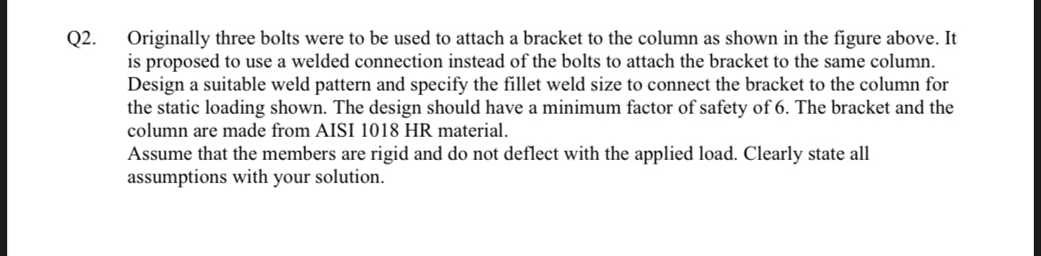 Q 2 . Originally three bolts were to be used to
