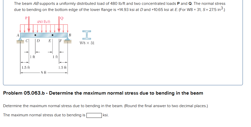 Problem 0 5 . 0 6 3 . b - Determine the maximum