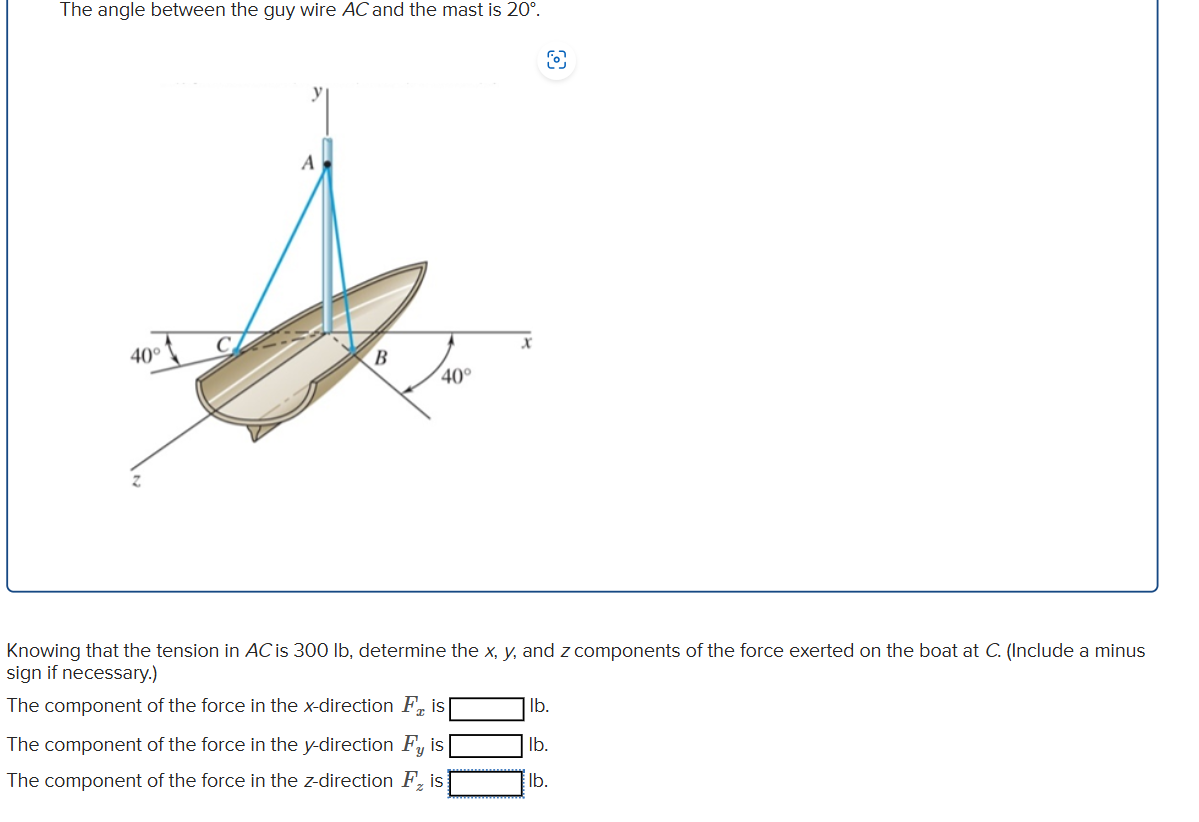 The angle between the guy wire A C and the mast
