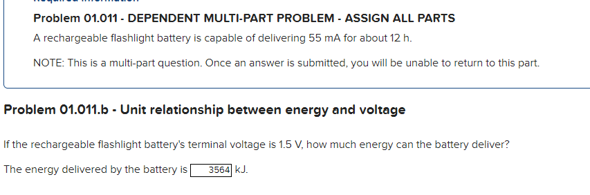 Problem 0 1 . 0 1 1 . b - Unit relationship