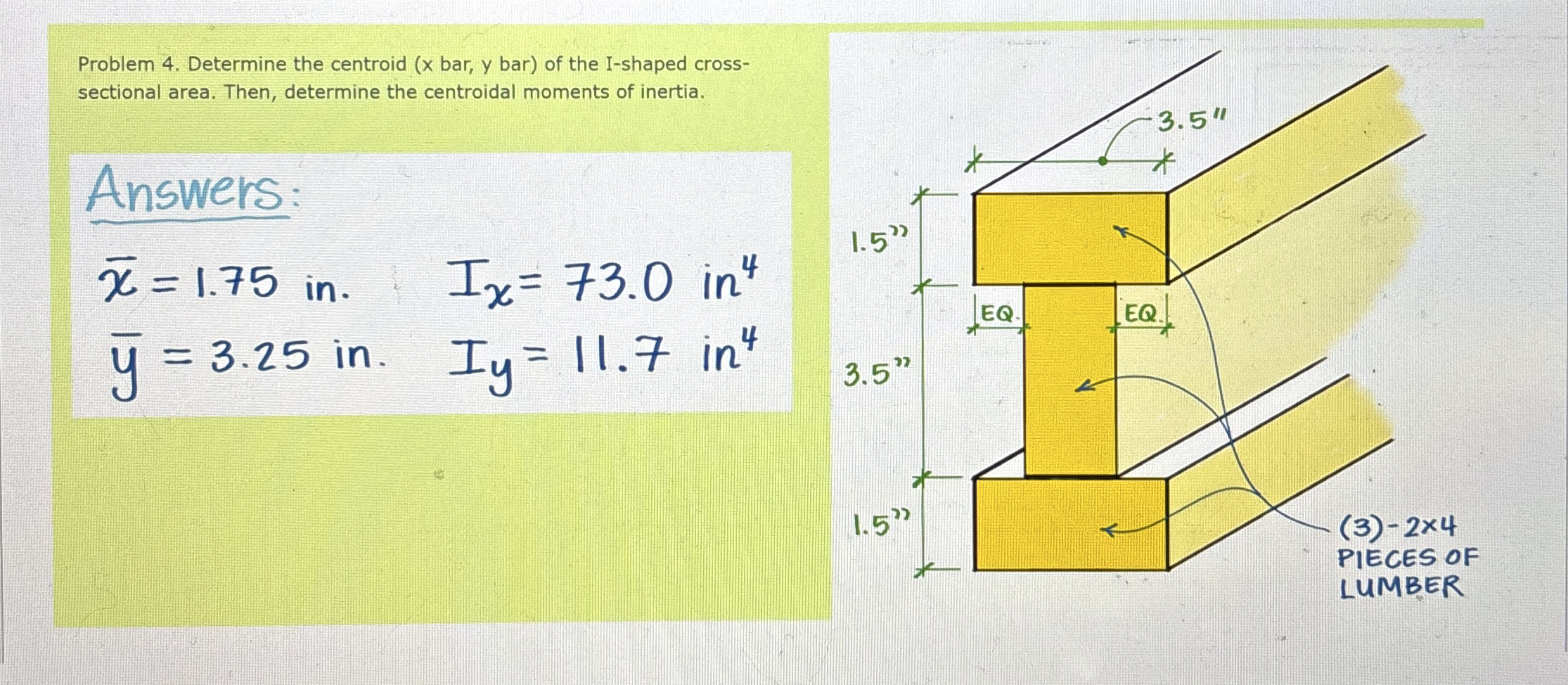 Steps: Determine the centroid ( x bar, y bar ) of