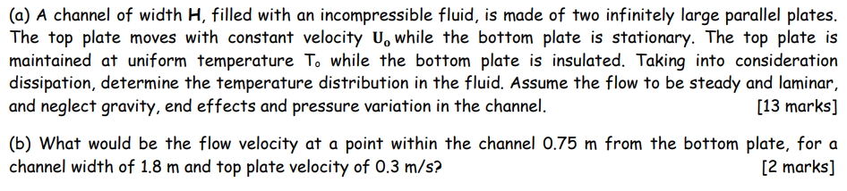 ( a ) A channel of width H , filled with an
