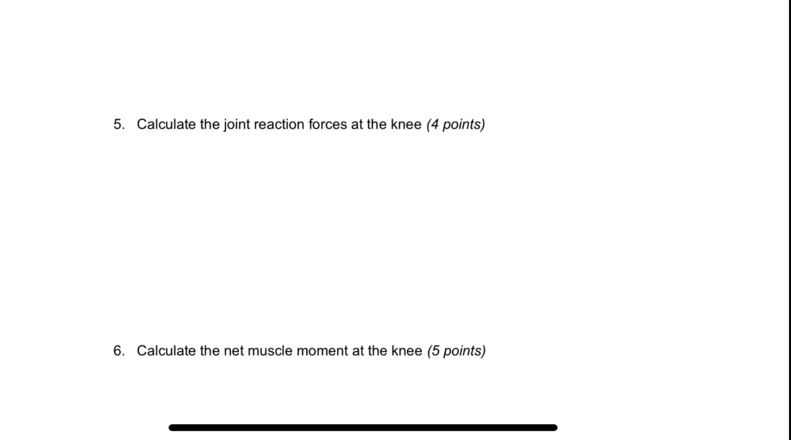 5 . Calculate the joint reaction forces at the