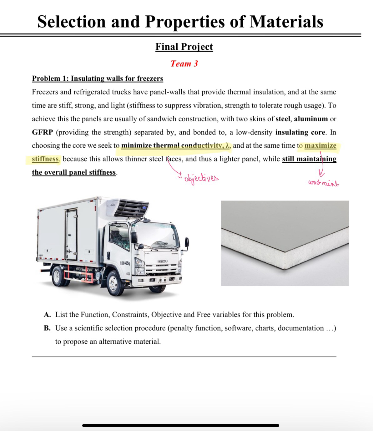 Selection and Properties of Materials Final