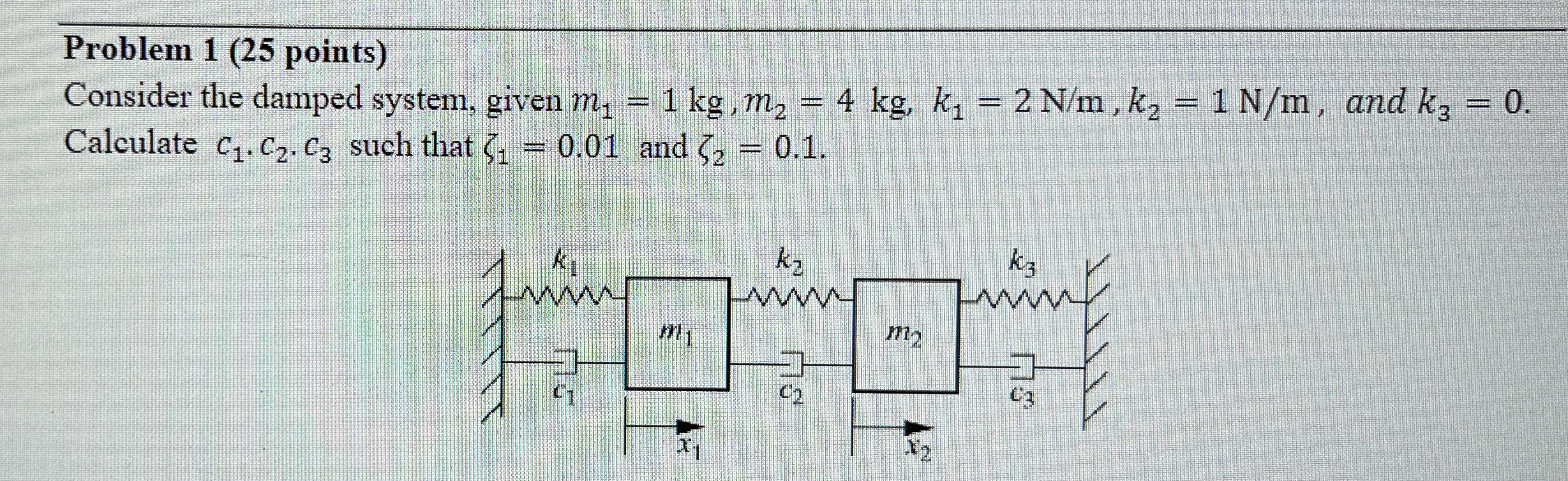 Problem 1 ( 2 5 points ) Consider the damped