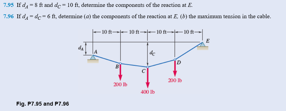 7 . 9 5 If d _ ( A ) = 8 ft and d _ ( C ) = 1 0