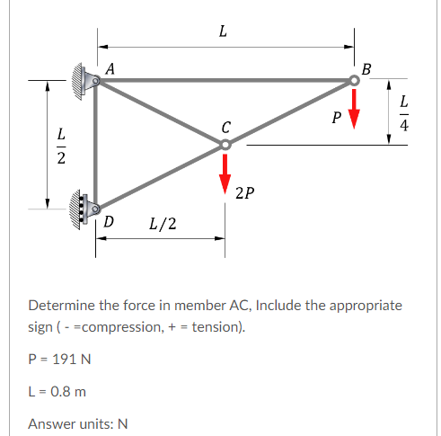 Determine the force in member AC , Include the