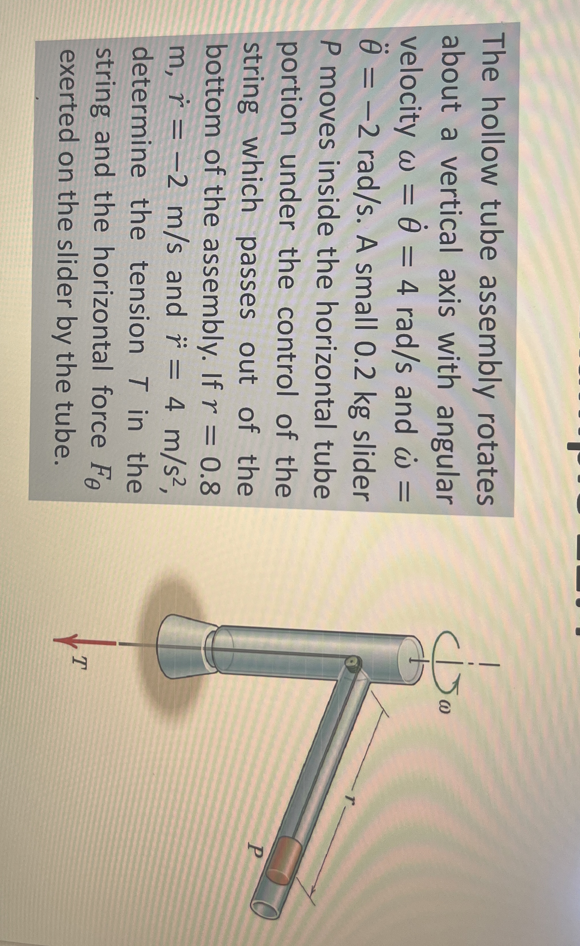 The hollow tube assembly rotates about a vertical