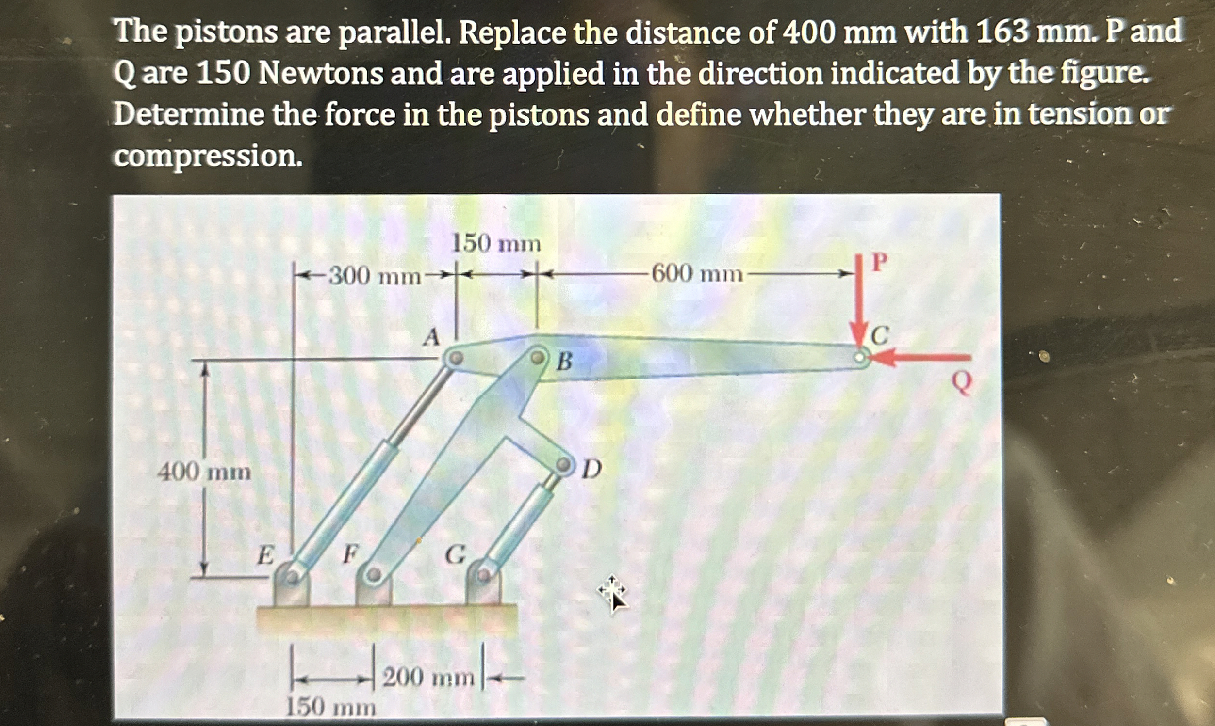 The pistons are parallel. Replace the distance of