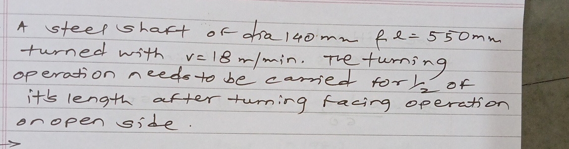 A steel shart of tra 1 4 0 m m f l = 5 5 0 m m