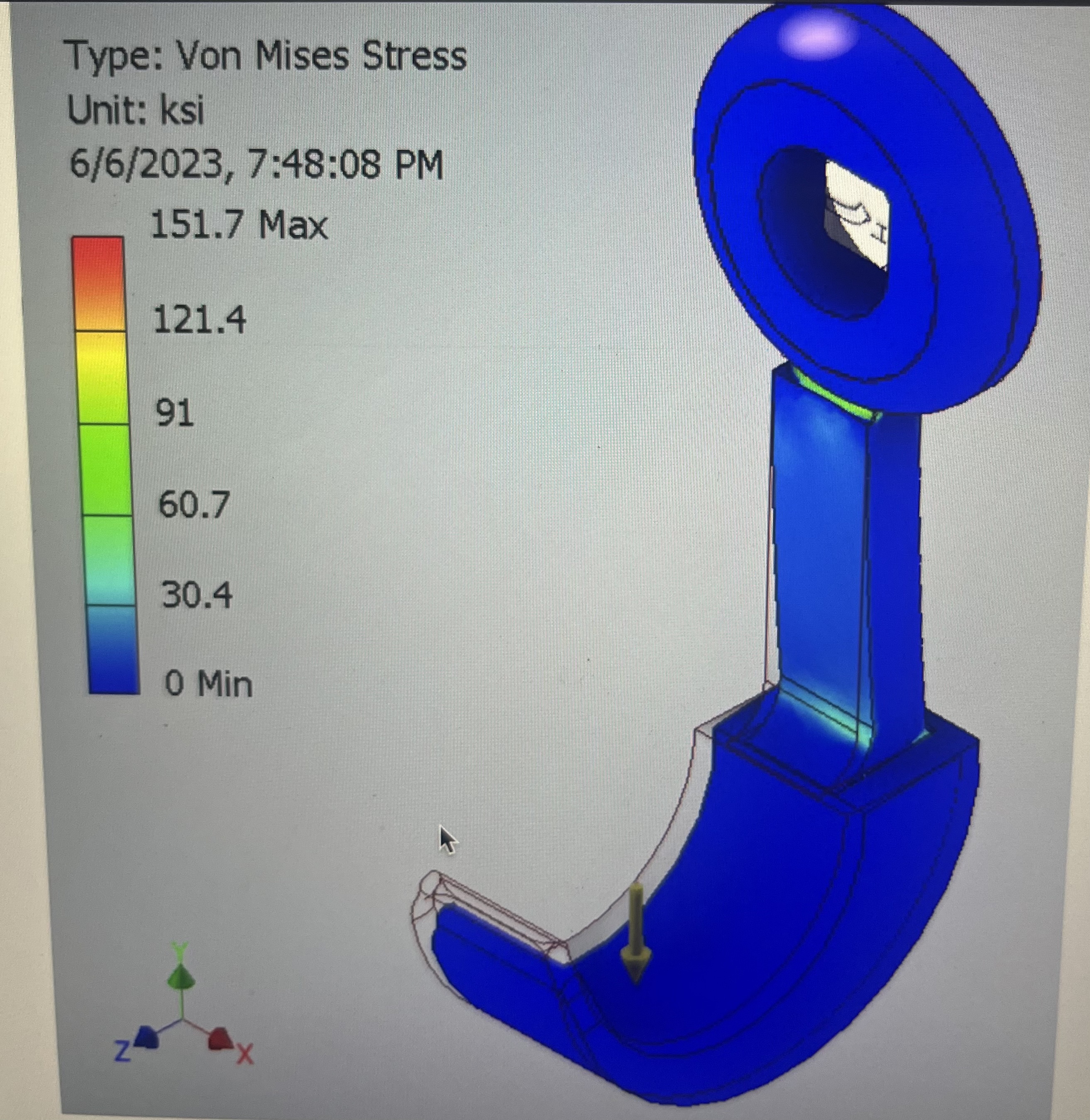 Using Inventor design a Hook with Type: Von Mises