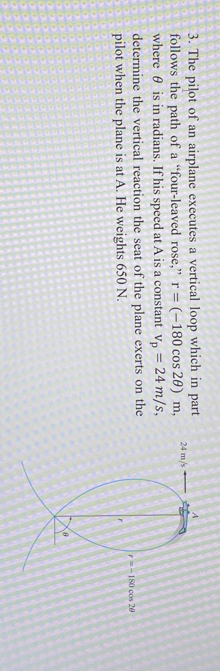 The pilot of an airplane executes a vertical loop