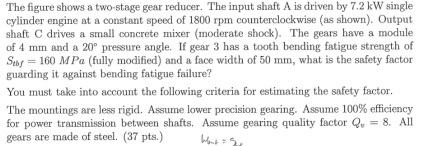 The figure shows a two - stage gear reducer. The