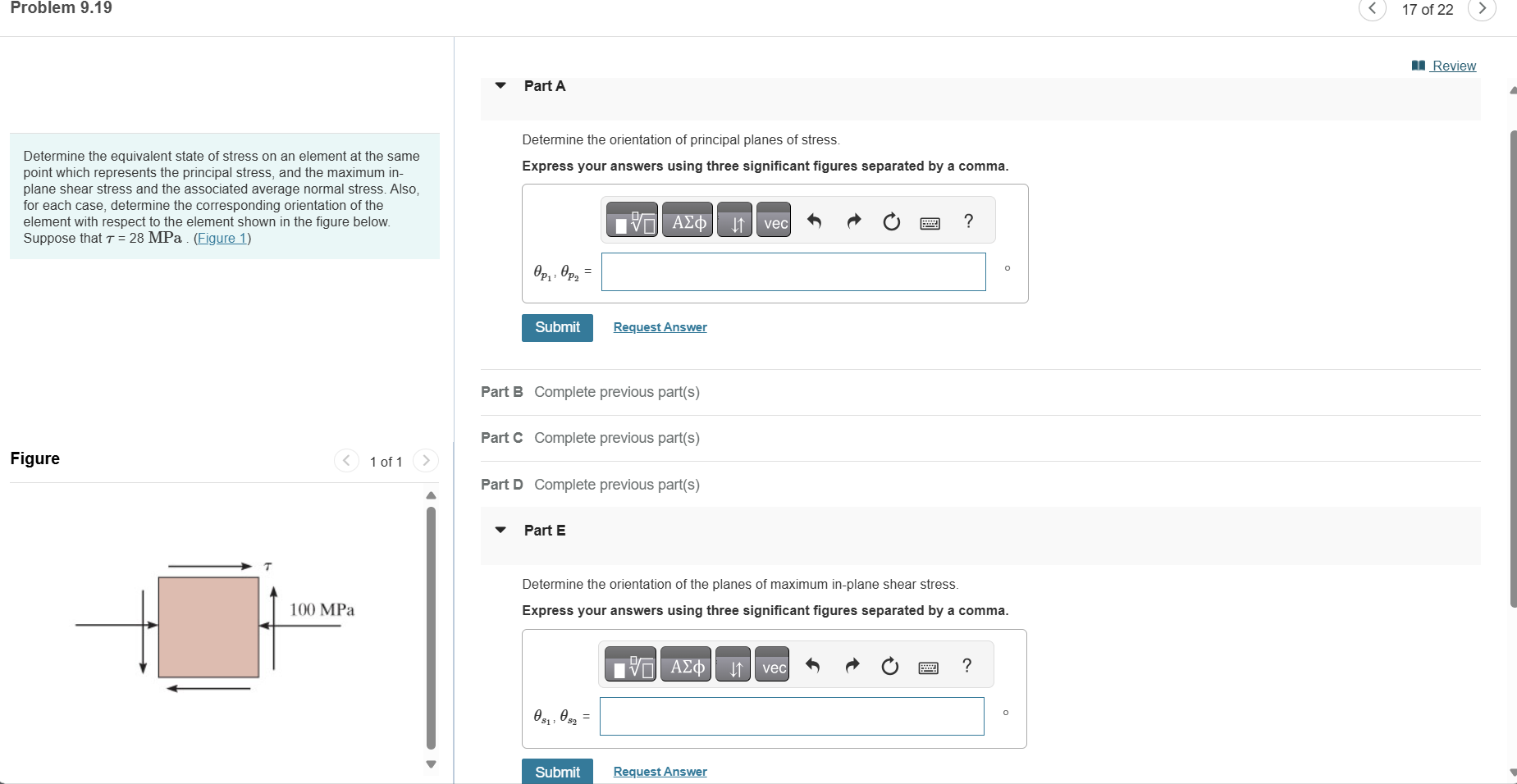 Determine the equivalent state of stress on an