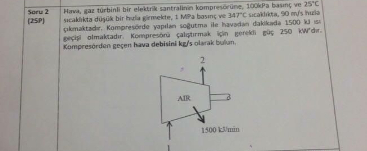Soru 2 Hava, gaz t rbinli bir elektrik