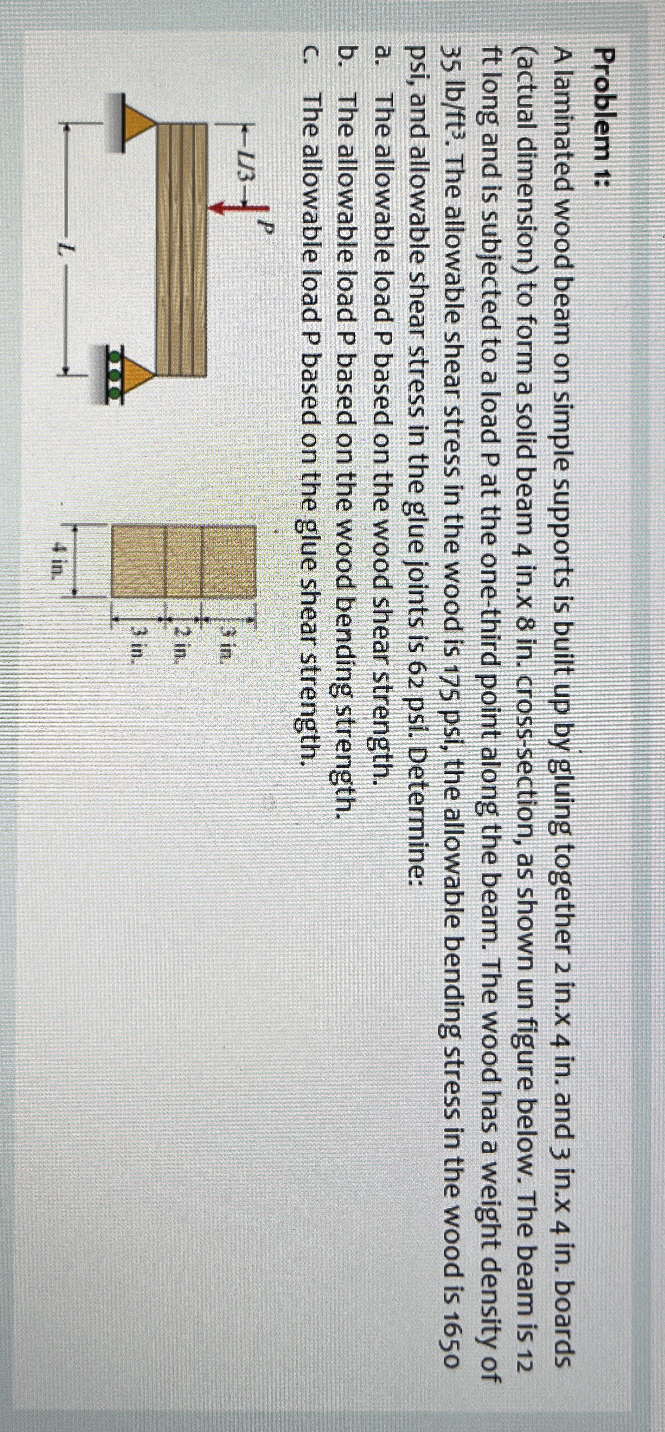 Problem 1 : A laminated wood beam on simple