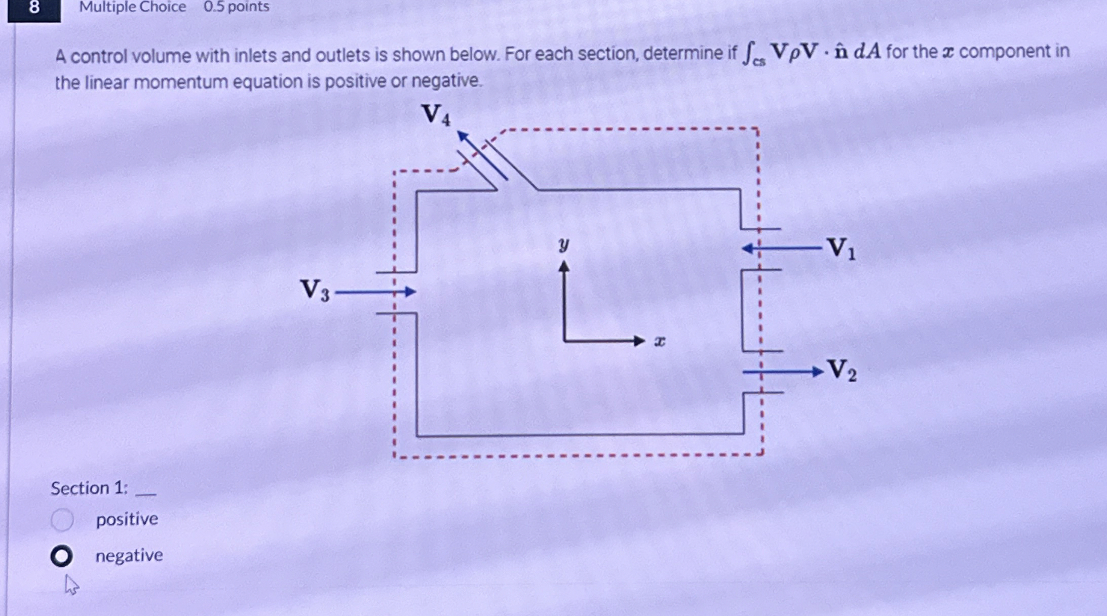 8 Multiple Choice 0 . 5 points A control volume