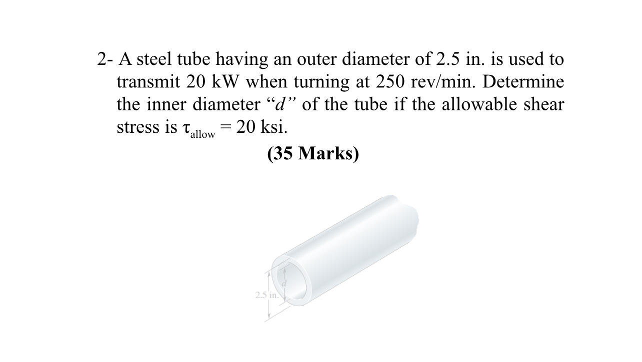 2 - A steel tube having an outer diameter of 2 .
