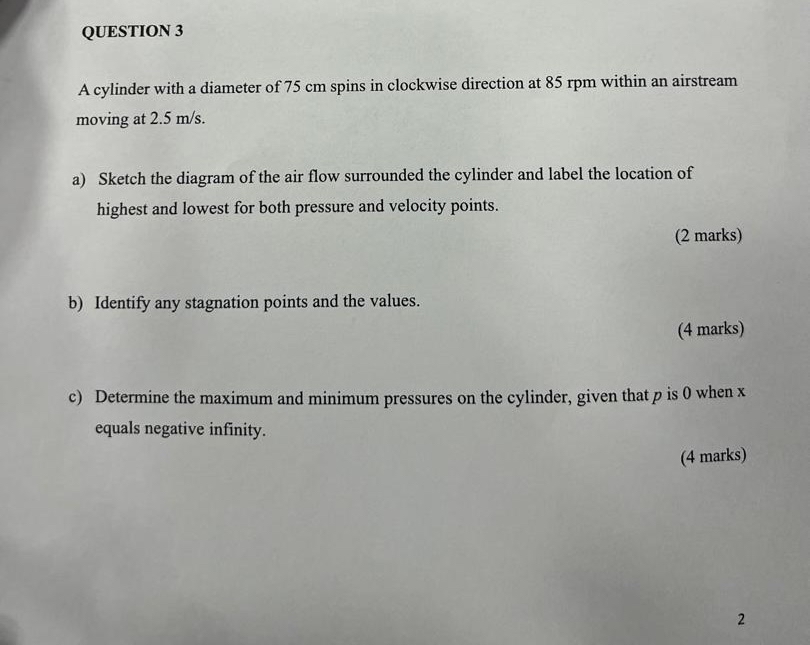 QUESTION 3 A cylinder with a diameter of 7 5 cm