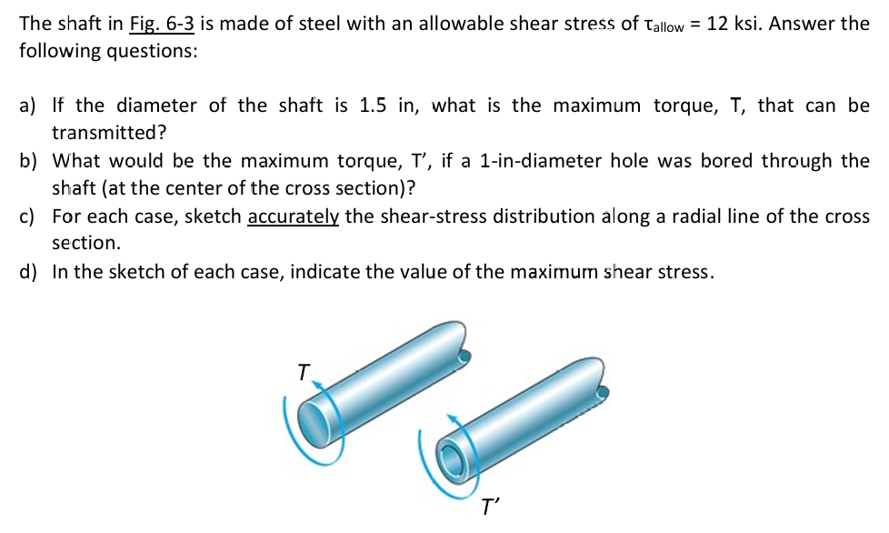 The shaft in Fig. 6 - 3 is made of steel with an