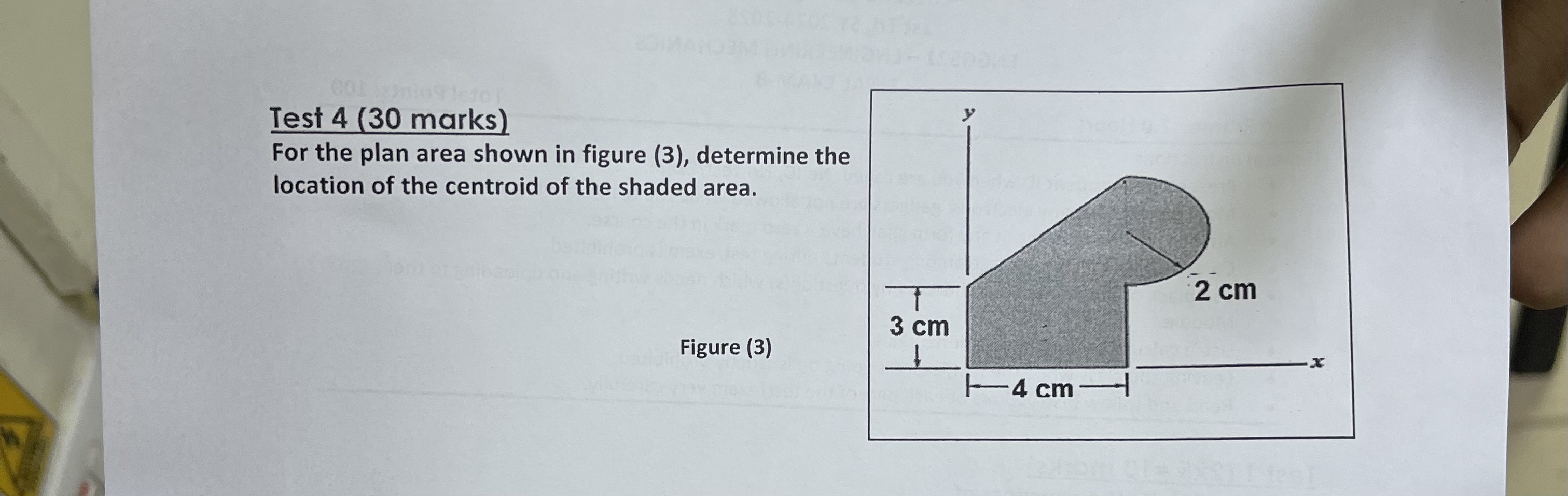 Test 4 ( 3 0 marks ) For the plan area shown in