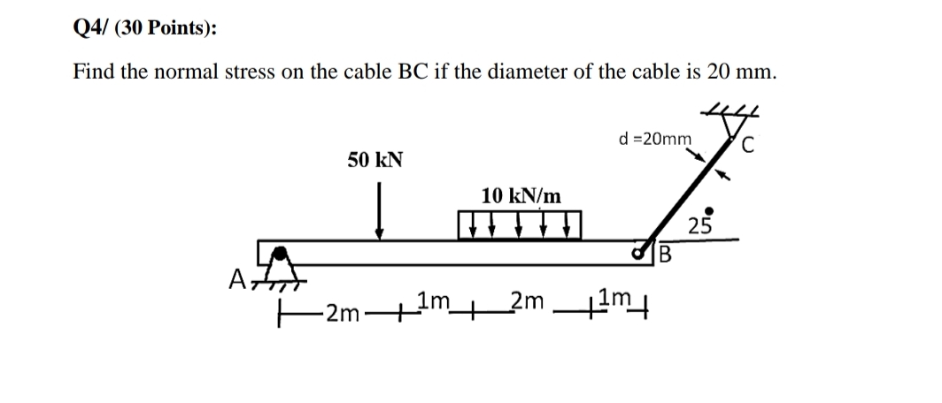 Q 4 / ( 3 0 Points ) : Find the normal stress on