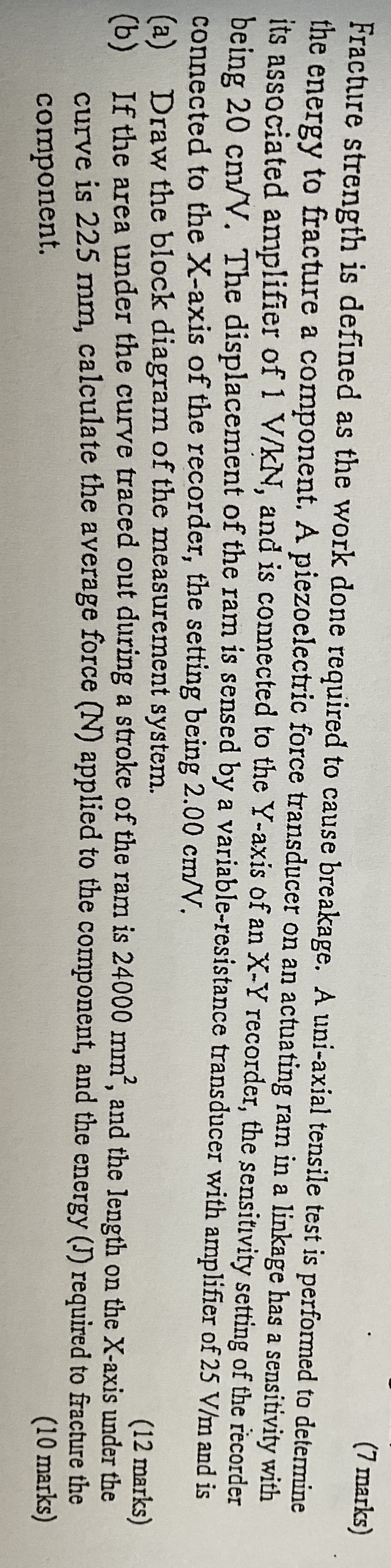 Fracture strength is defined as the work done