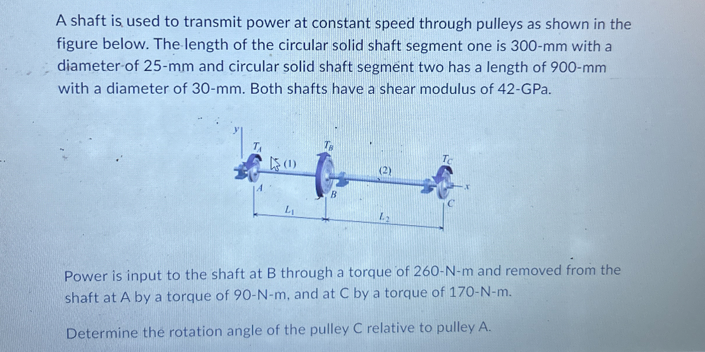 A shaft is used to transmit power at constant