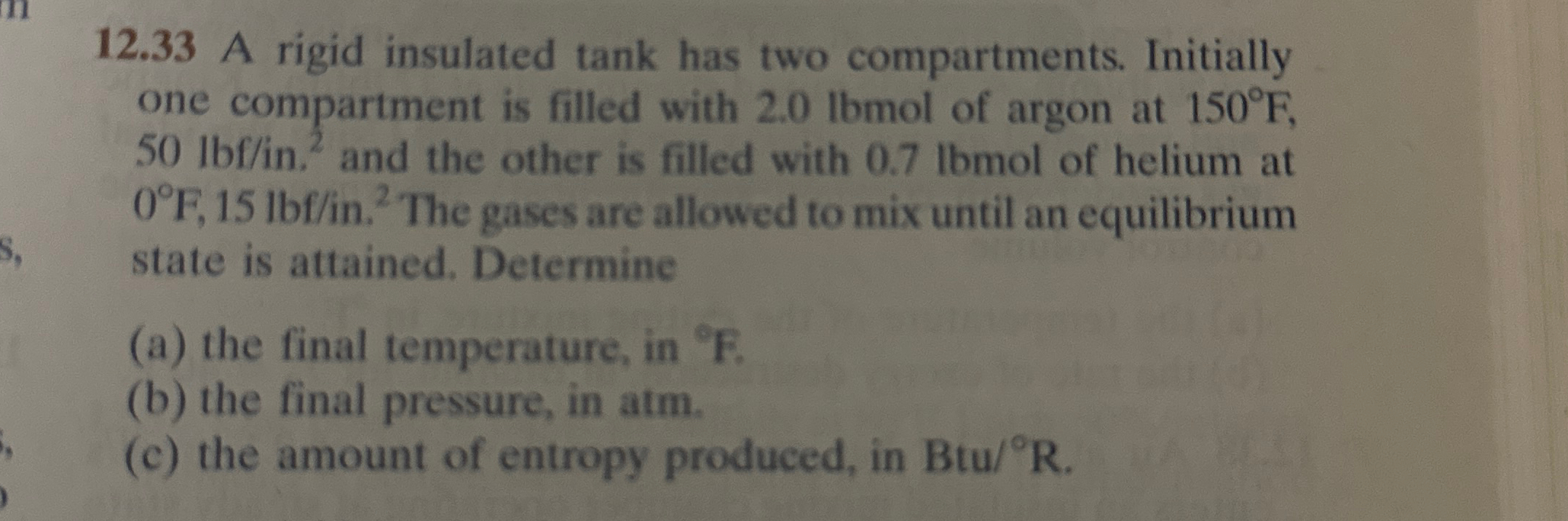 1 2 . 3 3 A rigid insulated tank has two