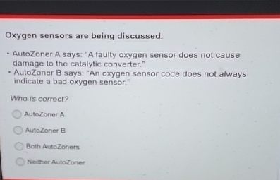 Oxygen sensors are being discussed. AutoZoner A