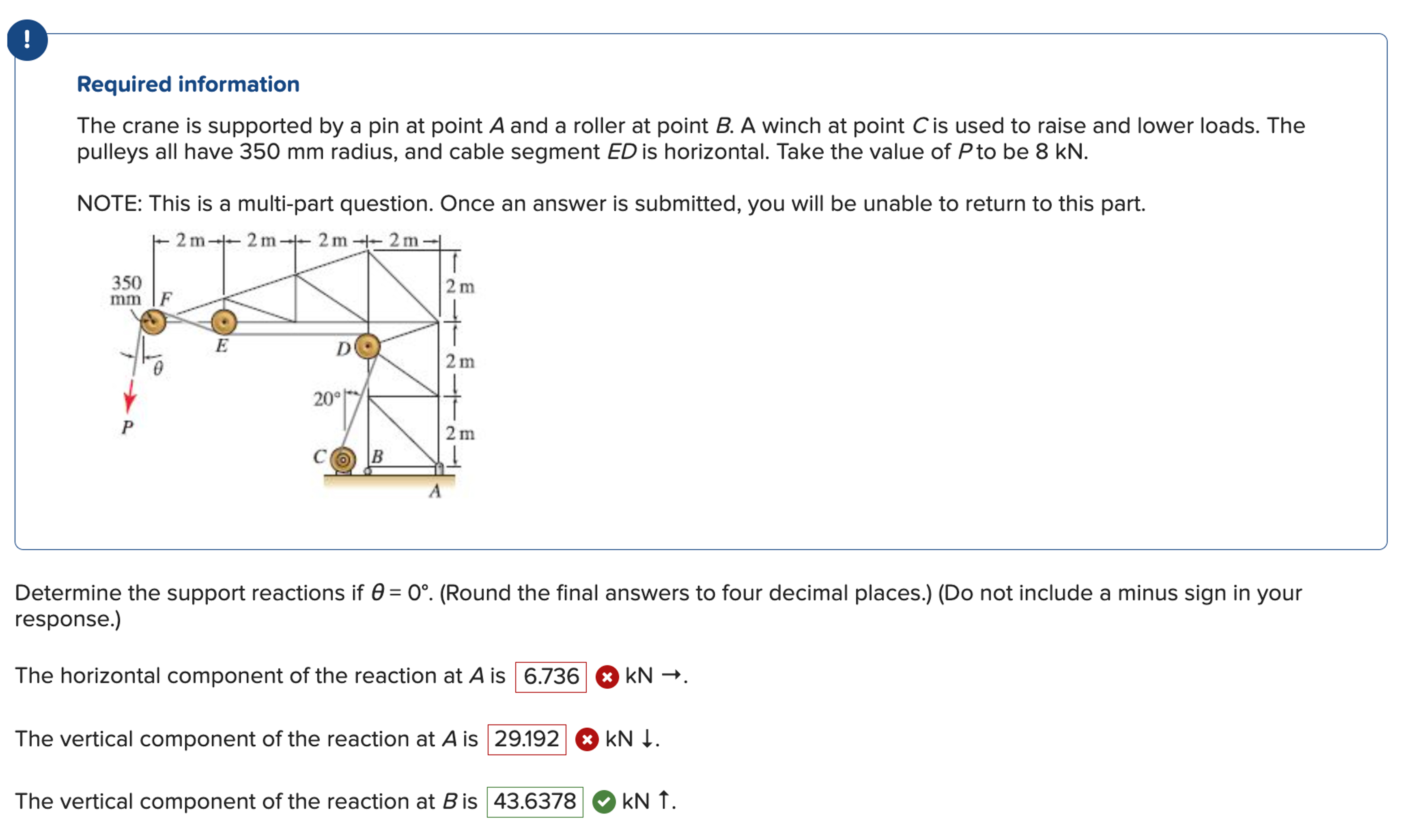 Required information The crane is supported by a