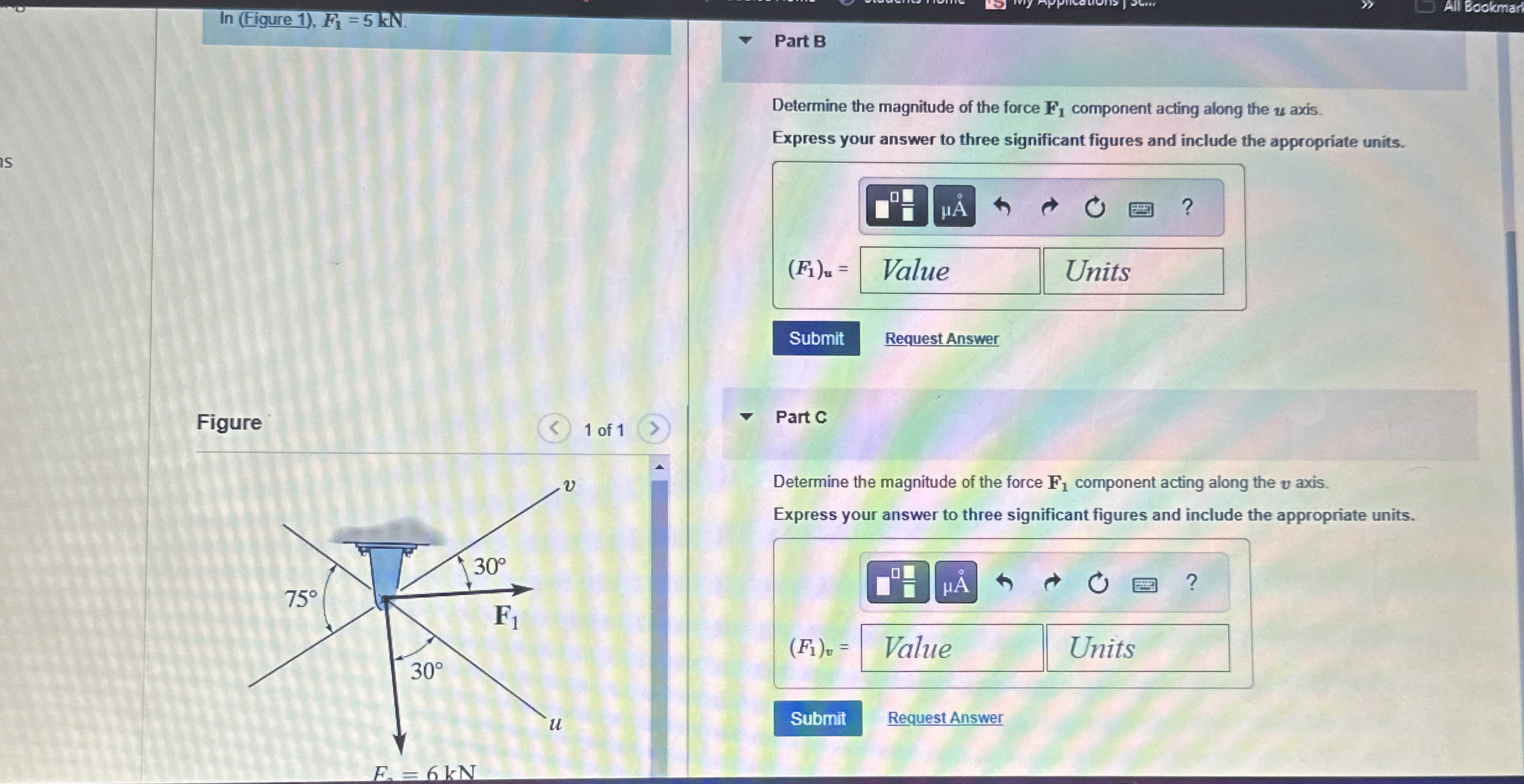 Figure 1 ) , F 1 = 5 k N . 1 5 Figure 1 of 1 Part